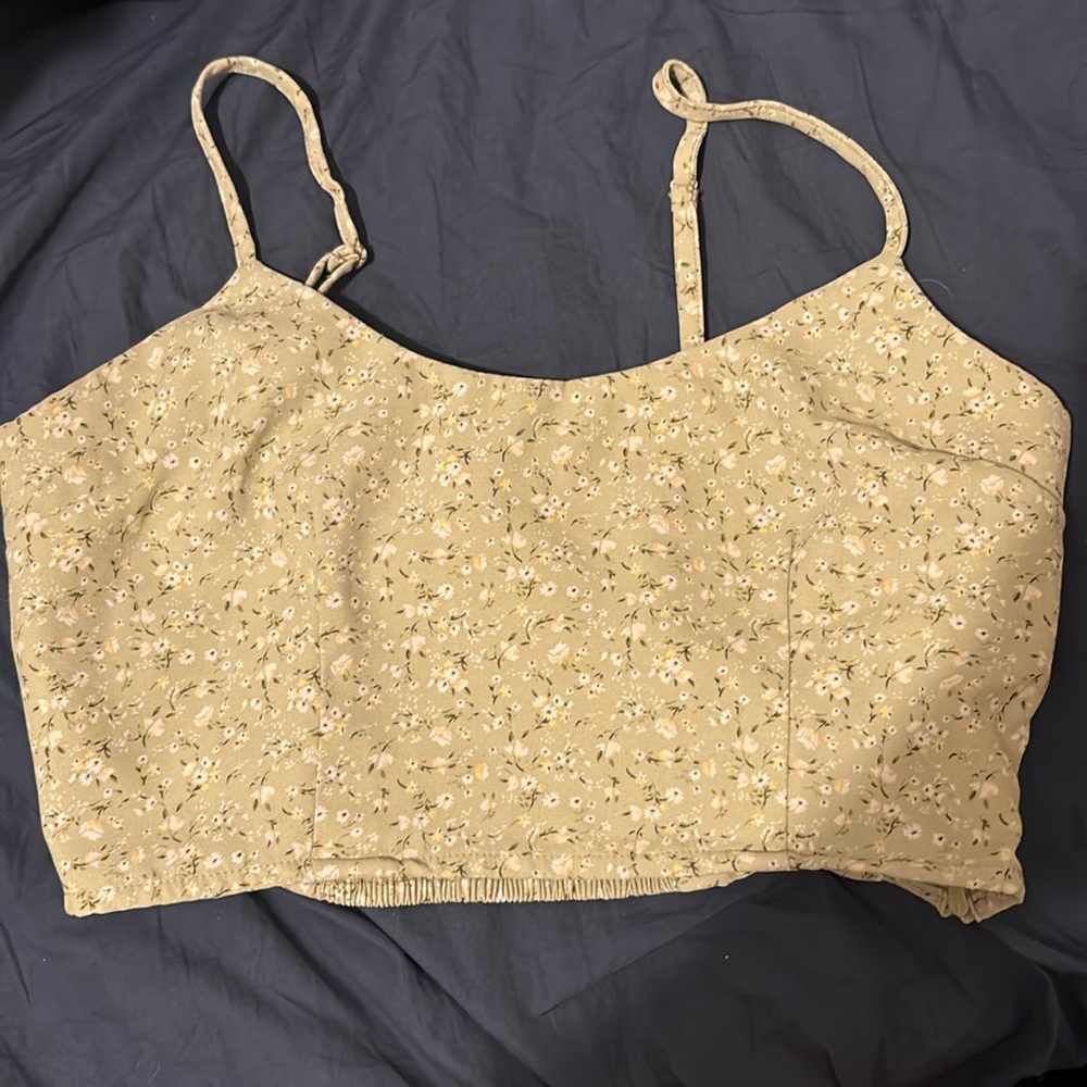 Flower green tank crop top brand new